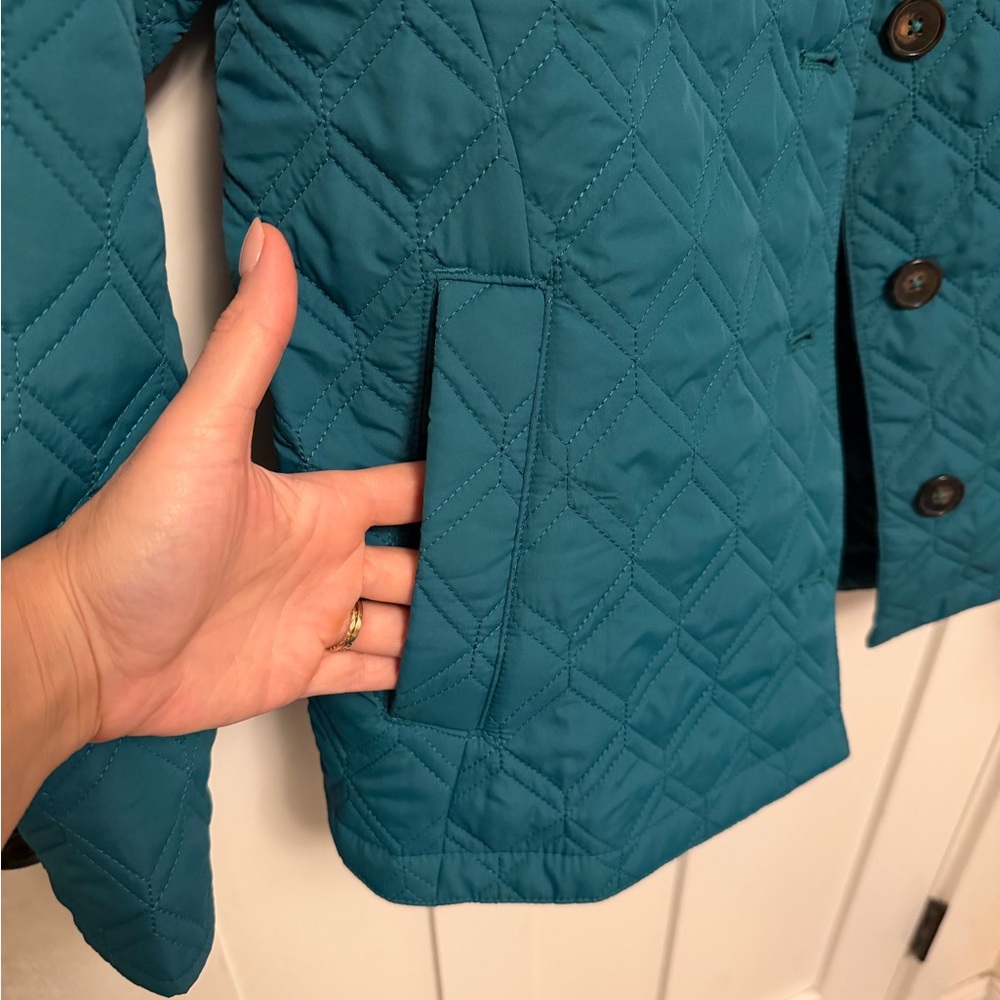 Lands End Lightweight Quilted Jacket Size Small 4-6 Button Front Pockets - Picture 4 of 7